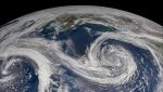 Foto satellitare di un ciclone tropicale