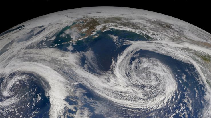 Foto satellitare di un ciclone tropicale