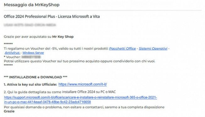 Messaggio installazione Office 2024