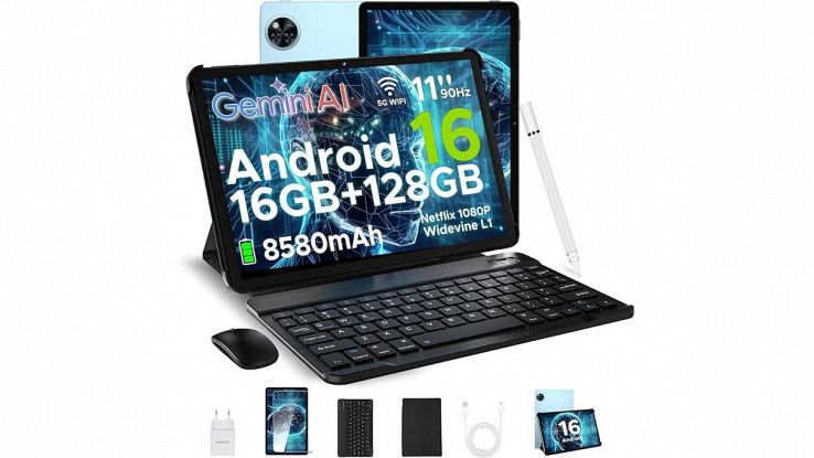 Amazon, ora a metà prezzo questo tablet Android 11" con tastiera, penna e custodia