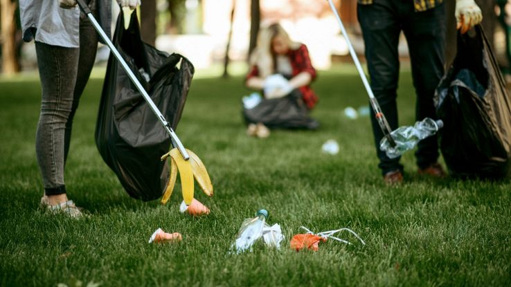 Pulizia in corso di un parco