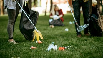 Pulizia in corso di un parco