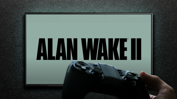 Alan Wake copertina videogioco su sfondo tv