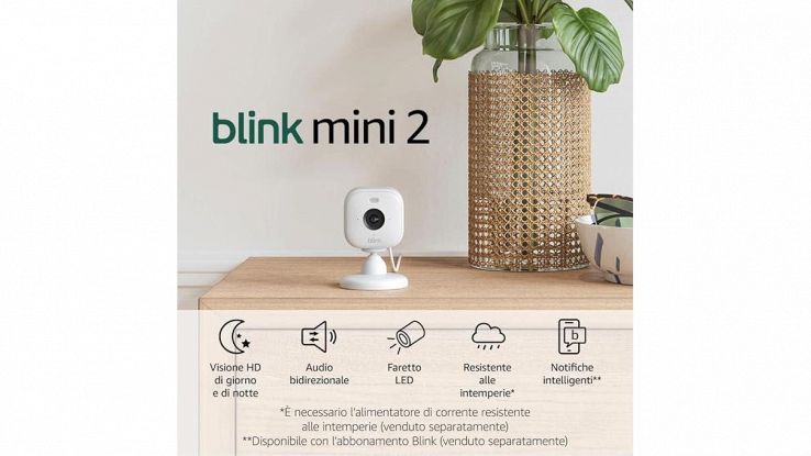 Blink Mini 2, scende a metà prezzo la videocamera smart di sicurezza