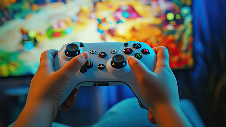 uomo gioca con Xbox Series S mentre compagna partorisce xbox