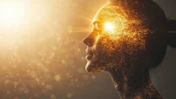 Rappresentazione di una donna che emette luce dalla testa