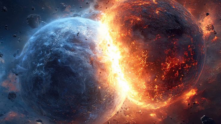 Collasso gravitazionale tra due pianeti