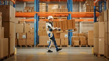 Operaio con esoscheletro