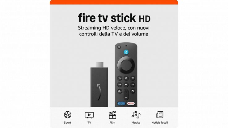 Amazon Fire TV Stick HD, streaming smart per ogni TV al 40% di sconto