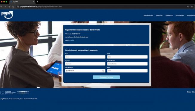 Truffa pagopa, la pagina d'atterraggio