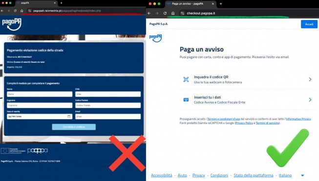 Differenze PagoPa: truffa e pagina ufficiale