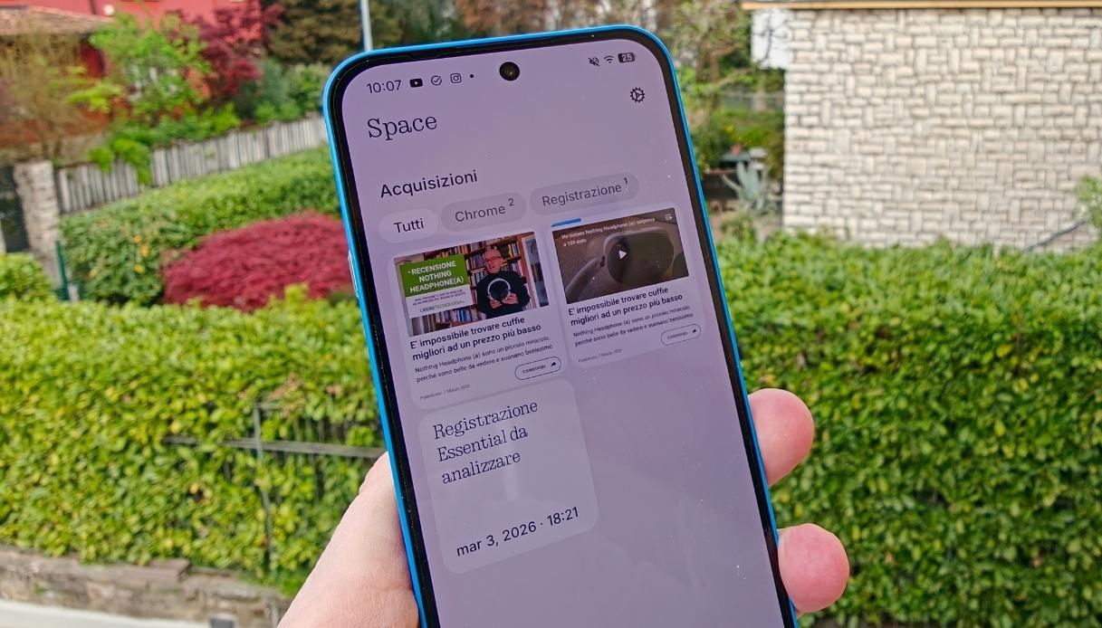 Nothing Phone 4a Essential Space schermata acquisizioni