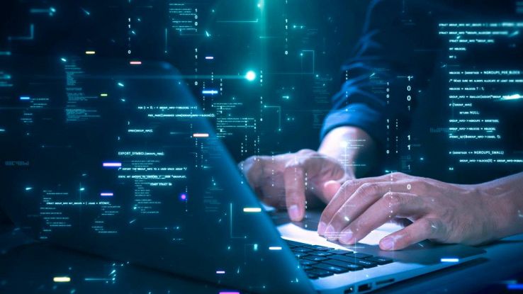 Una persona naviga online al pc