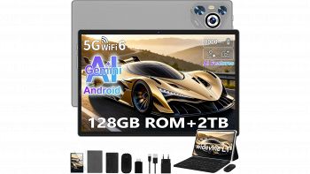 Tablet Android 10 pollici grigio con tastiera e mouse su Amazon