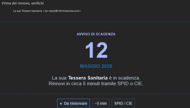Truffa della tessera sanitaria