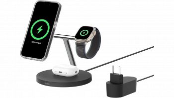 Belkin BoostCharge Caricatore 3 in 1 nero su base