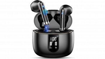 Drsaec Cuffie Bluetooth wireless nere con custodia LED