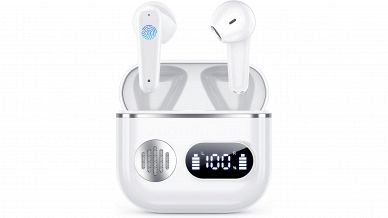 Cuffie Bluetooth Paekole in ear bianche con custodia