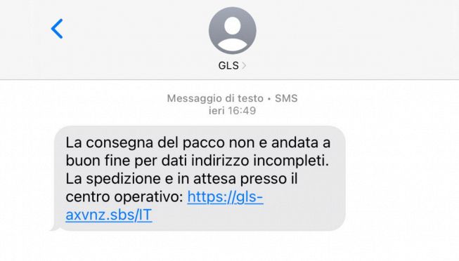L'sms truffa di Gls