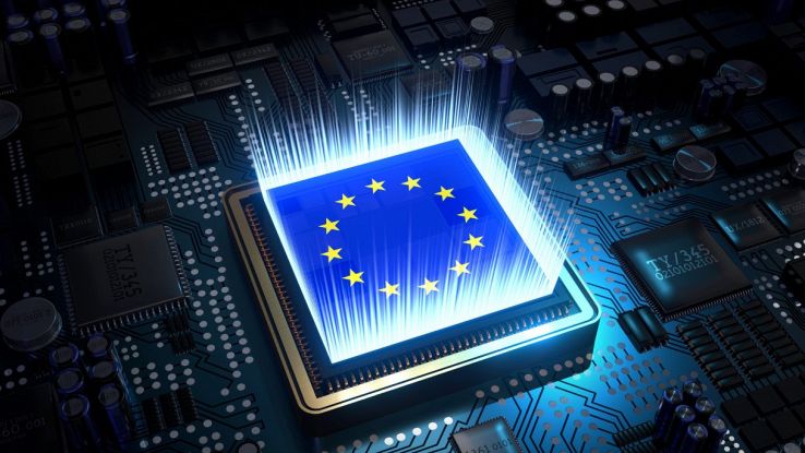 Bandiera UE su microchip