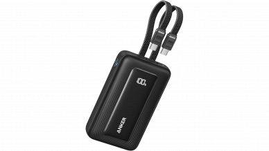Power bank Anker Zolo nero con due cavi USB-C integrati