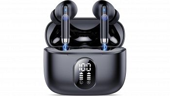 QXQ Cuffie Bluetooth true wireless nere con custodia e cordino