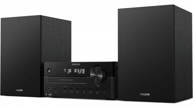 Sistema micro Hi-Fi Philips TAM4555M2 nero con altoparlanti Bass Reflex