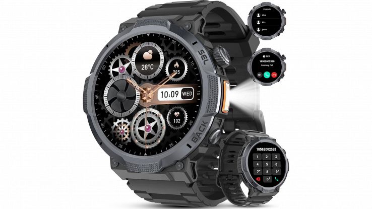 TIMU Orologio Smartwatch Uomo rugged con display AMOLED nero