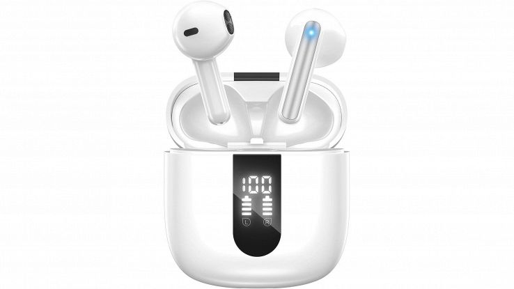 Cuffie Bluetooth JBES in ear bianche con custodia e display LED