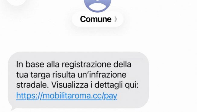 Messaggio di truffa Roma Capitale