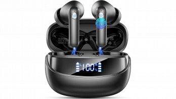 Nuovo Cuffie Bluetooth 5.4 Nerunsa nere con custodia e display LED