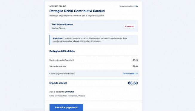 Pagina di pagamento