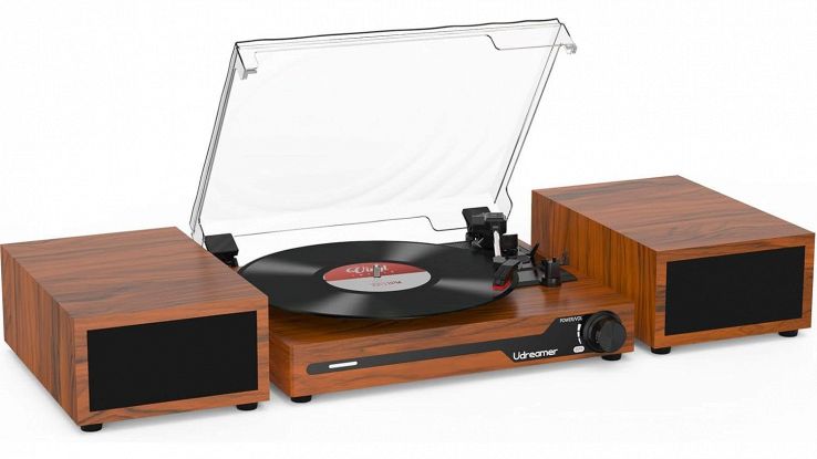 Udreamer Giradischi vintage con altoparlanti stereo marrone