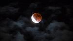 Cielo scuro con eclissi luna rossa