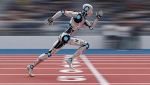 Robot veloce corre sulla pista atletica