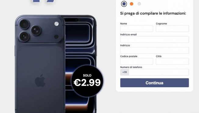 Pagina prima del pagamento