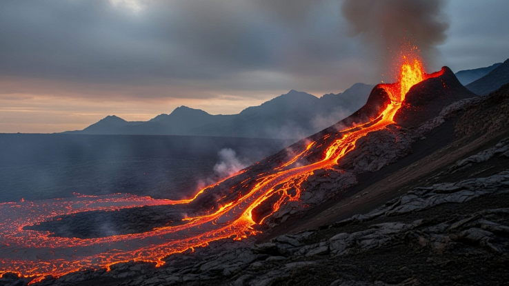 Un Vulcano con lava