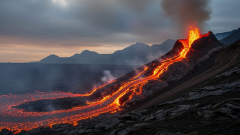 Un Vulcano con lava