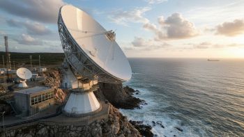Luogo di mare con grande antenna