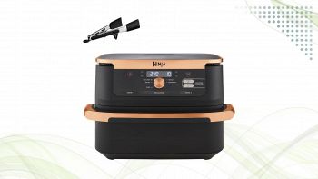 Friggitrice ad aria Ninja FlexDrawer nera e rame