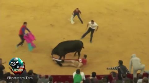 Sfida il toro ma l'animale lo lascia senza mutande