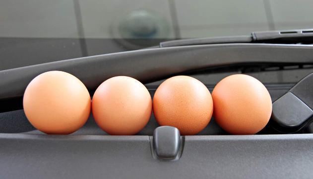 Caldo infernale in auto: frigge uova e bacon sul cruscotto