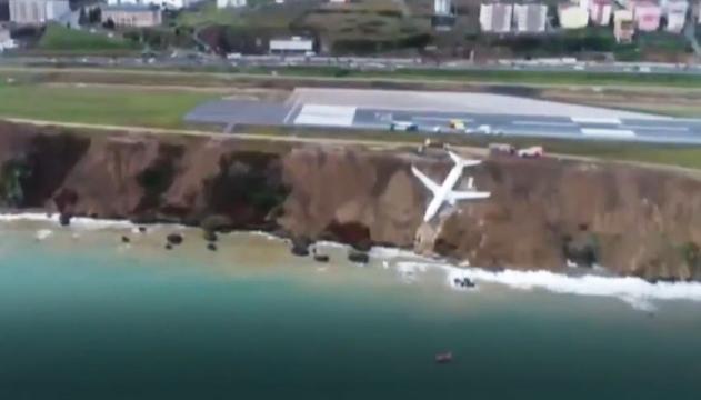 Ghiaccio in pista: l'aereo finisce sulla scogliera