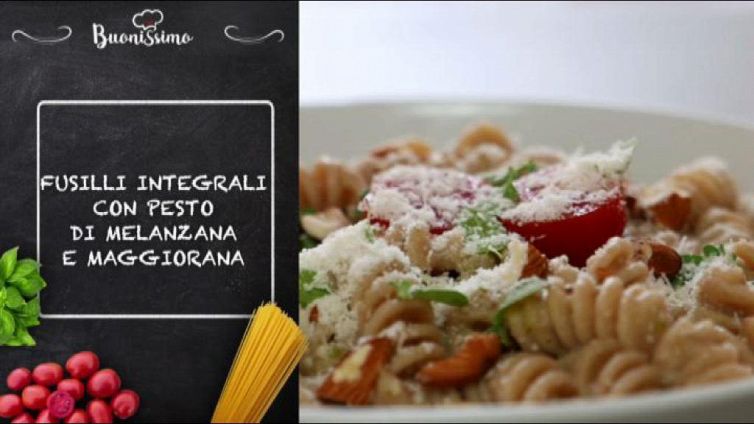 Fusilli integrali pesto di melanzana e maggiorana