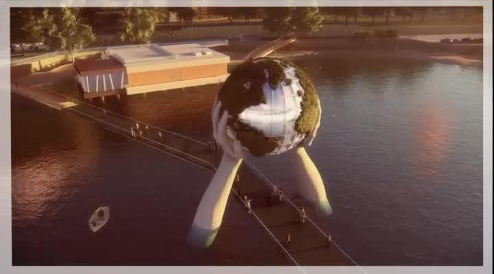 Le mani di Lorenzo Quinn sul Lago D'Iseo