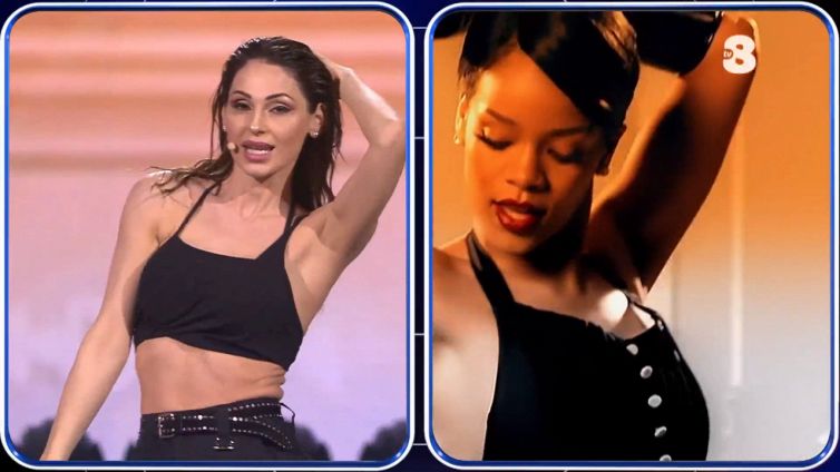 'Name that tune': Anna Tatangelo si esibisce sulle note di “Umbrella" di Rihanna
