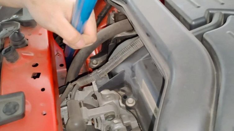 Apre il cofano e trova una sorpresa nel motore