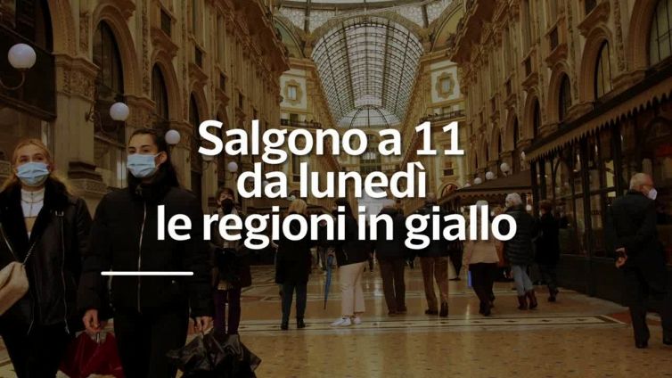 Salgono a 11 da lunedi' le regioni in giallo