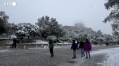 Ondata di gelo e neve in Grecia, Partenone imbiancato