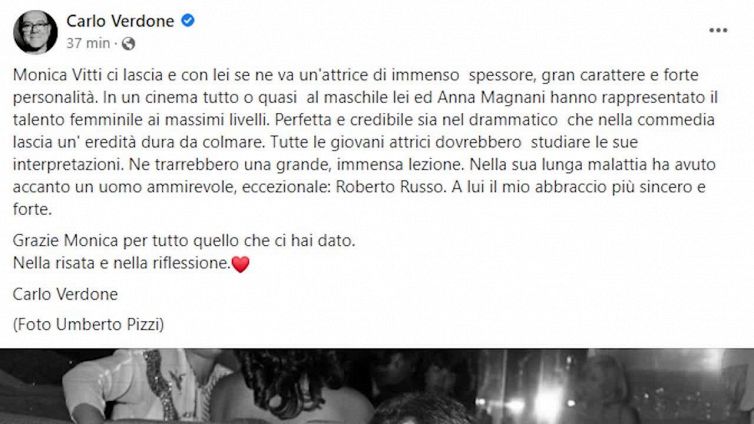 Addio a Monica Vitti: i messaggi di affetto sui social